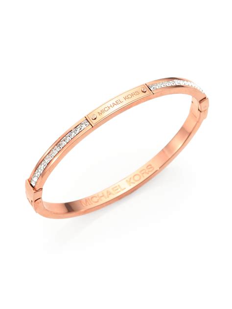 michael kors astor baguette hinge bangle golden|Michael Kors Astor Buckle Bangle, Rose Golden.